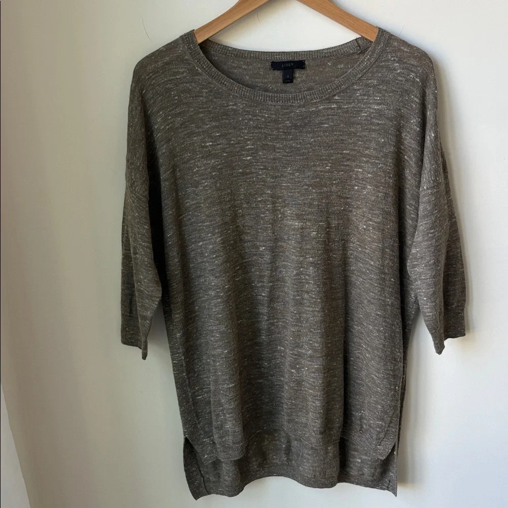 J. Crew Alpaca Wool Linen Blend Tunic Sweater Heathered Tan Lightweight Size S